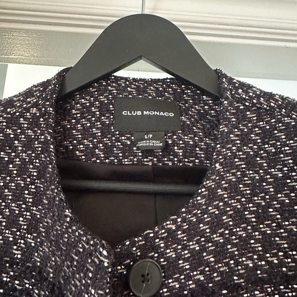 Club Monaco Navy Fringe Tweed Peacoat - Picture 2 of 4